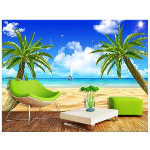 Custom High-end mural 3d photo wallpaper 3d murals wallpaper wall paper Fresh beach 3D TV background wall living room decoration