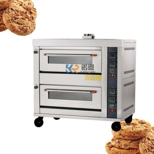Professional Gas Double Layer Four Disc Baking Oven Bakery For Bread Pizza Use at Restaurant with 4 Small Wheels