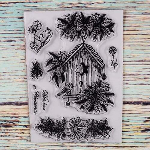 Birds with cage transparent clear stamp for DIY Scrapbooking/Card Making/Kids Christmas Fun Decoration Supplies