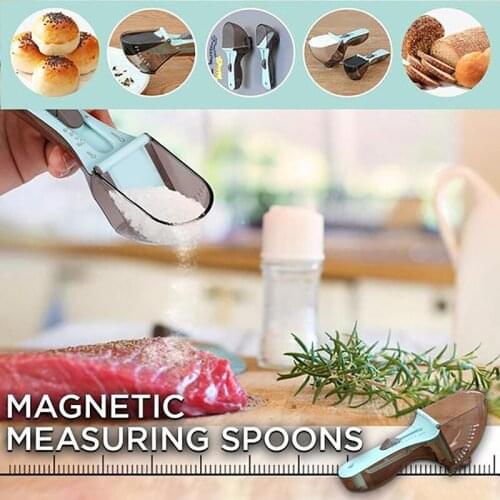 Size 2 Piece Set Adjustable Plastic Spice Measuring Spoon with Scale Food Baking Kitchen Tool Accessories
