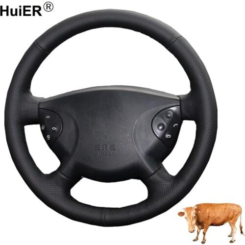 Hand Sewing Car Steering Wheel Cover Top Cow Leather For Mercedes-Benz W210 E240 E63 E320 E280 2002 2003 2004 2005 Funda Volante