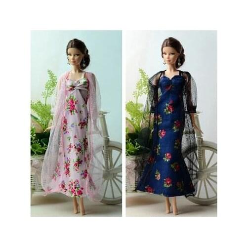 One set Doll Accessories Sexy Pajamas Lace Costumes Lingerie Sleepwear Long Dresses Clothes For barbie Dolls