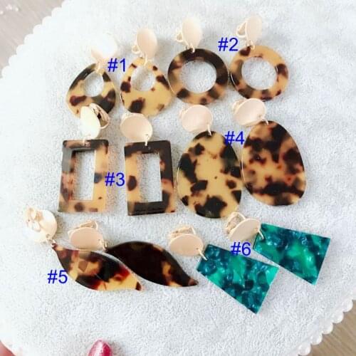 New More Styles Tortoise Resin Geometric Fashion Sweet Elegant Clip Earring