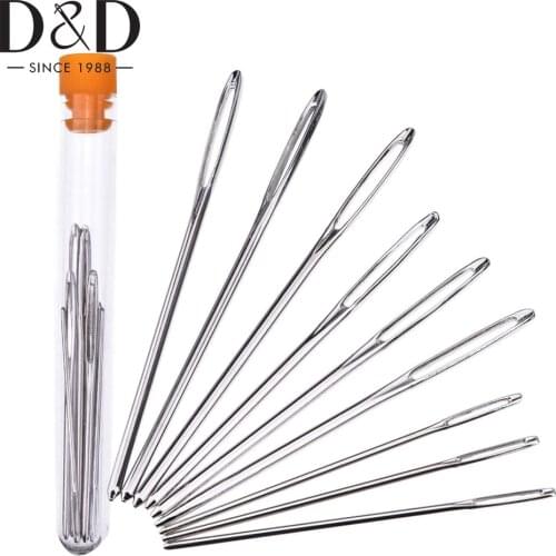 9Pcs Stainless Steel Sewing Needles Large Eye Stitch Needles Cross Stitch Hand Needles With Organizer DIY Craft Sewing Tools