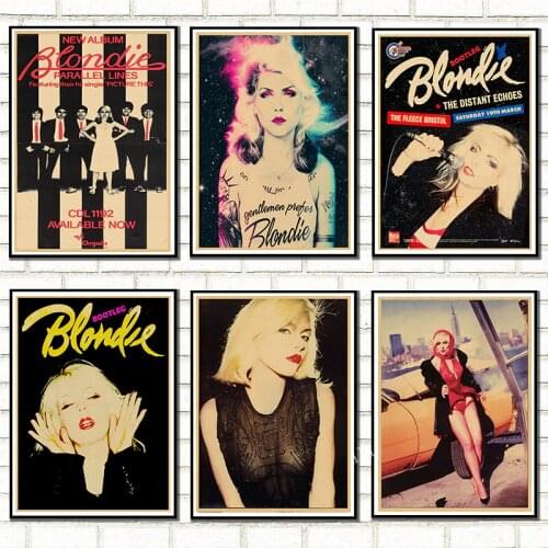 Vintage poster Blondie rock band music Guitar Matte Kraft Paper Antique Poster Wall Sticker Home Decora