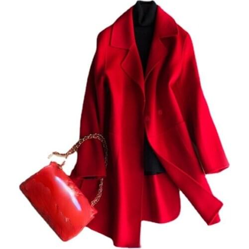 2021 Autumn Genuine 100% Wool Coat Women Spring New Fashion Double-faced Woolen Womens Coats and Jackets Casaco Feminino Gmm182