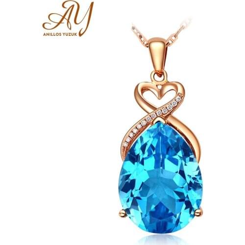 Anillos Yuzuk Oval Sea Sky Blue Topaz Pendants Necklaces For Women 925 Sterling Silver Engagement Anniversary Gift Fine Jewelry