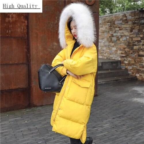 Winter Duck Down Jacket Women Long Down Coat Female Thick Slim Jackets Clothes Ladies Large Fur Hooded Warm Coats 1351315