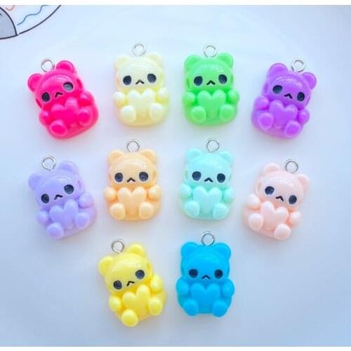 10/20Pcs New Resin Cute Hook Bear Animal Series Flat Back Cabochon Scrapbook Kawaii DIY Embellishments Accessories L85