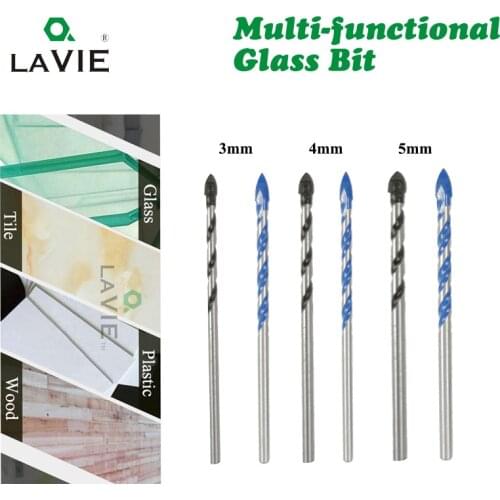 LAVIE 10pcs 3mm 4mm 5mm Multi-functional Glass Drill Bit Triangle Drill Bits For Ceramic Tile Concrete Glass Marble DB02056