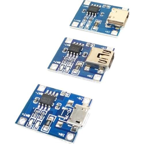 100pcs/lot Micro USB 5V 1A 18650 TP4056 Lithium Battery Charger Module Charging Board With Protection Dual Functions