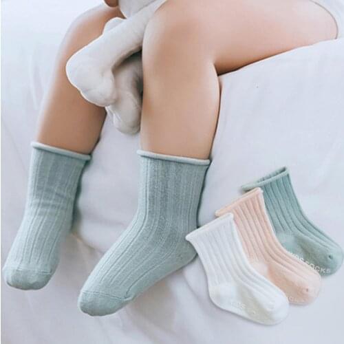 3 Pairs/lot Childrens Socks Solid Striped Summer Spring Boy Girl Non-Slip Newborn Baby Socks Cotton Infant Socks Floor Socks