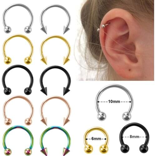 3pcs Stainless Steel Nose Septum Piercing Hoop Earrings Lip Ring Studs Cartilage Tragus Ear Horseshoe Circular Eyebrow Jewelry