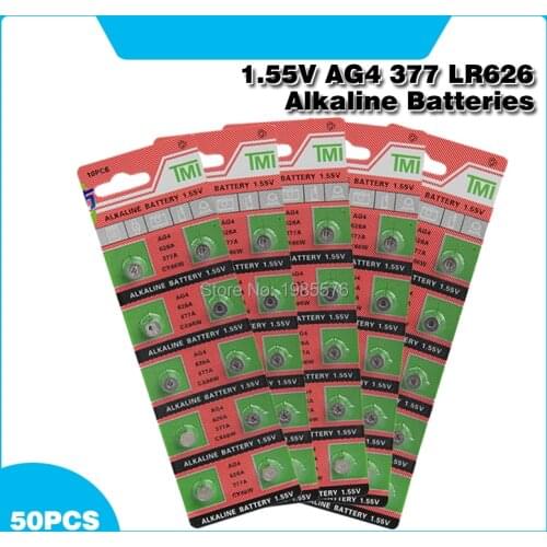 50pcs/pack AG4 LR626 377 Button Batteries SR626 177 Cell Coin Alkaline Battery 1.55V 626A 377A CX66W For Watch Toys Remote