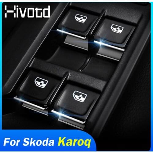 For Skoda Karoq 2018-2020 Accessories Car Window Lifting Button Decorative Switch Controller Glass Lifting Trim Frame Panel