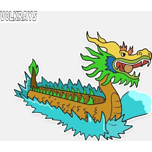 Volkrays Personality Car Sticker Dragon Boat Accessories Reflective Waterproof Cover Scratches Sunscreen PVC Decal,10cm*13cm