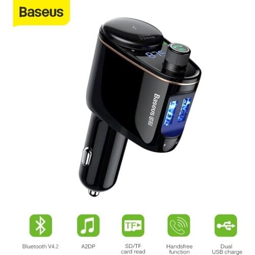 Baseus Car Charger Bluetooth FM Transmitter Car Kit 5V 3.4A Dual USB Car Charger MP3 Audio Player Mobile Phone Fast Charging