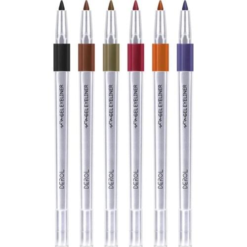 Derol brand descartes colorful gel eyeliner pen color rendering no blooming fashion with pencil sharpener
