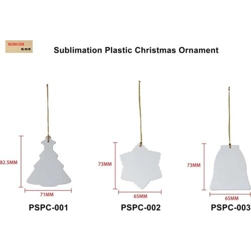 DHL 200pcs/lot Sublimation Blanks Christmas Decoration Pendant for Sublimation INk Transfer Printing Heat Press plastic Plate