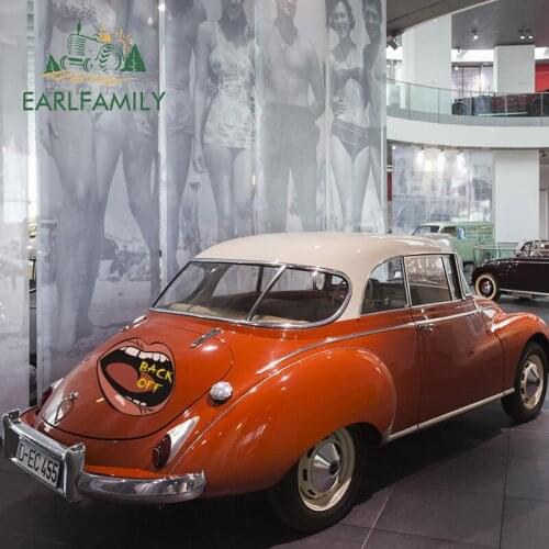 EARLFAMILY 43cm x 40.1cm Car Stickers for Big Mouth Back Off Sexy Beauty Graffiti Decals Personality Decoration Scratch-Proof