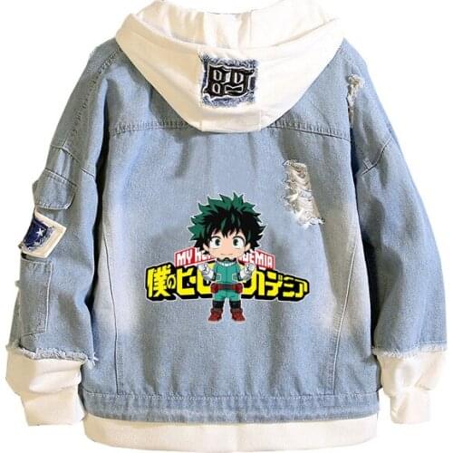 Hot anime My Hero Academia Jacket men Hoodies Autumn Sweatshirt Jeans Coat Hooded Teenagers Windbreaker Harajuku Streetwear