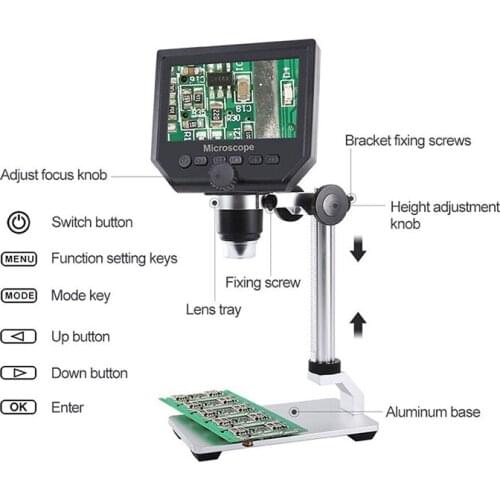 HD 600X 3.6MP 8 LEDs 4.3"Portable LCD Digital Microscope Electronic HD Video Microscopes Endoscope Magnifier Camera Instruments