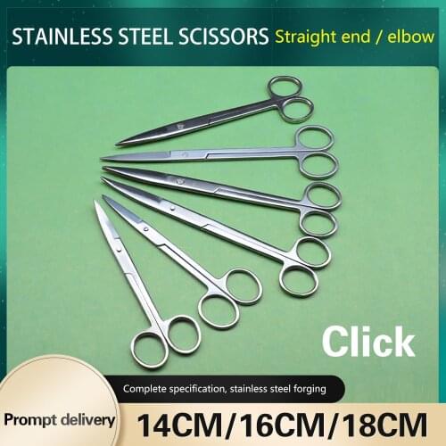 Stainless steel surgical scissors with straight curved point for veterinary use