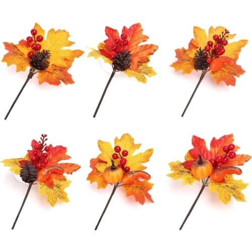 1 Pc Artificial Maple Leaves Autumn Fall Pumpkin for Halloween Thanksgiving Home Kitchen Festival Table Centerpieces Decor