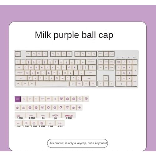 137-key Cream Purple Keycaps PBT Sublimation XDA Height DIY Mechanical Keyboard Keycaps Round Keycaps for Cherry MX Switch IKBC