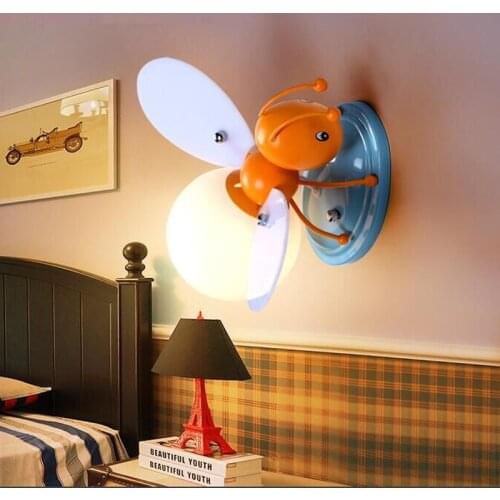 Creative childrens room cartoon boy girl bedside decorative firefly bee LED wall lamp Bedroom Home Decor lighting ZM1111