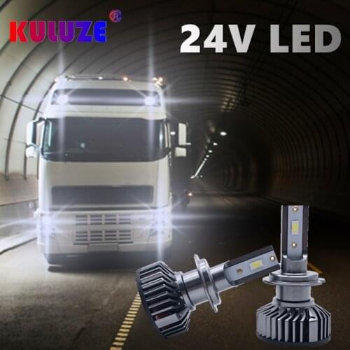 KULUZE 2Pcs 24V LED Headlight Bulbs for Truck H7 LED H1 H11 H3 Fog Light H4 High Beam Low Beam 7000LM 30W 60V(MAX)