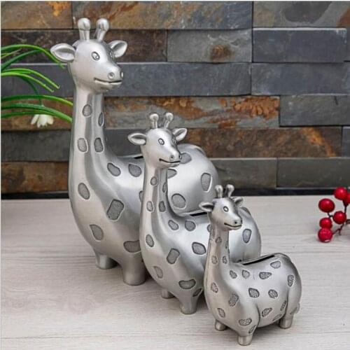 Cartoon giraffe metal large piggy bank tin box money bank for chirdrens saving money box coin jar coin capsule PB026