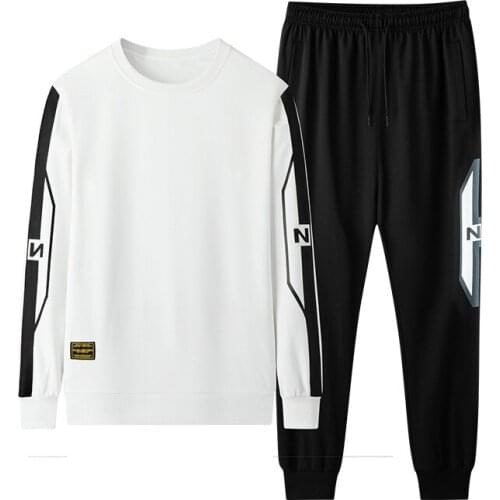 Cotton sports suit mens spring and summer short-sleeved T-shirt casual running trousers plus size loose sweater 2 two-piece sui