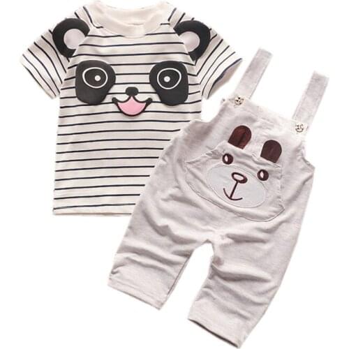 New Summer Baby Girl Clothes Suit Children Boys Cotton T Shirt Overalls 2Pcs/sets Toddler Fashion Casual Costume Kids Tracksuits
