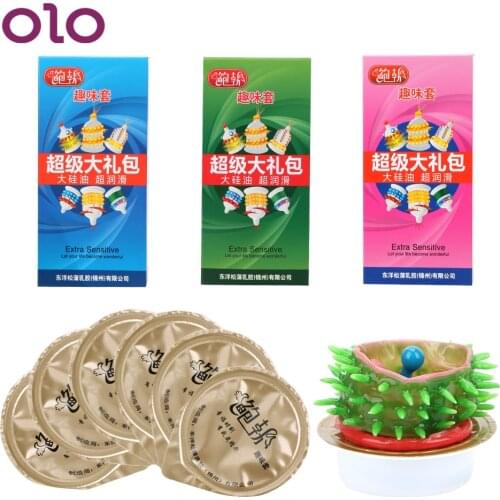OLO 6pcs/set Spike Condom G-Spot Vagina Stimulating Penis Sleeve Safe Contraception Adult Products Sex Toys For Men Random Color