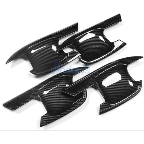 Carbon Fiber Color Door Handle Bowl Panels Grab Holder Trim Strips Sticker Decorate For Ford Explorer 2020 2021 Auto Accessories