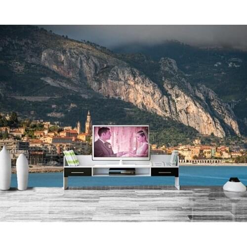 Papel de parede France Houses Mountains Coast photo Building wallpaper,living room tv sofa wall bedroom restaurant 3d mural