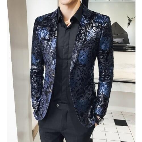 Plus Size Men Blazer British Style Elegent Jacket Party Nightclub Business Casual Coat Singer Groom Suit Male Wild Outwear
