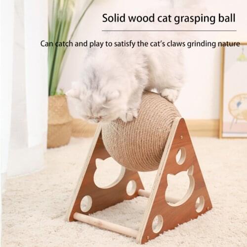 SHUANGMAO Solid Wood Cat Toys Cat Tree Rotating Cats Scratch Ball Cat Scratching Board Post Cat Climbing Frame Tower Pets Toys