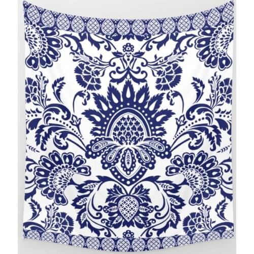 Flowers Blue and White Tapestry Wall Hanging Wall Decor Bedroom Home Decoration Wall Tapestry Yoga Mat