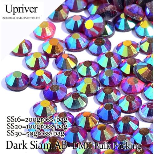 Upriver Wholesale Large Pack Bulk Packing Best Quality Glass SS16 SS20 SS30 Dark Siam AB Hotfix Rhinestones