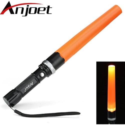Anjoet Traffic command 2000LM XML T6 Q5 led baton powerful tactical flashlight zoomable Torch lamp lanterna Rechargeable 18650