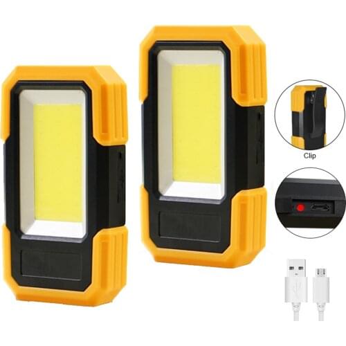 2X 12W COB LED Pocket Emergency Flashlight 1200mAh 18650 Work Light Inspection Lamp 3Mode Camping Lantern Warning Strobe Torch