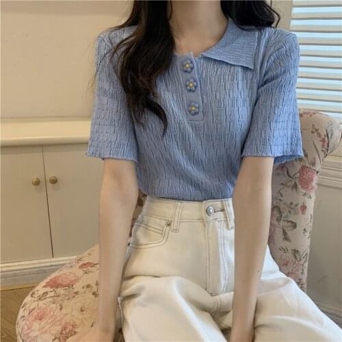 Loose Ins Lazy Flower Tshirt Womens T-shirts Tops Japanese Kawaii Ladies Ulzzang Female Korean Harajuku Clothes For Women