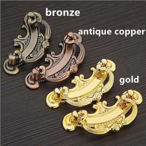 Vintage style furniture shaky handles 64mm gold drawer cabinet pulls knobs 96mm bronze dresser door handles drop rings pulls