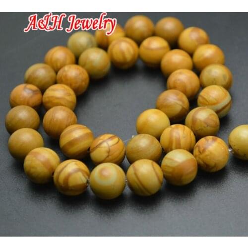 High Quality Earthy Yellow Color Natural Serpenggiante Stone Round Beads 10pc/lot