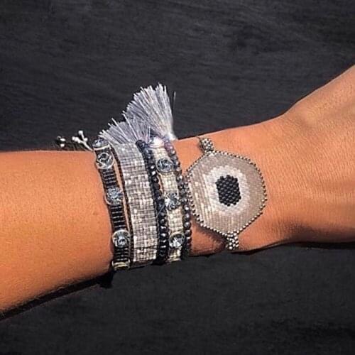 BLUESTAR Women Bracelet MIYUKI Bead Bracelet Jewelry Turkish Eye Pulseras Mujer Micro Pave Handmade Woven Jewellery
