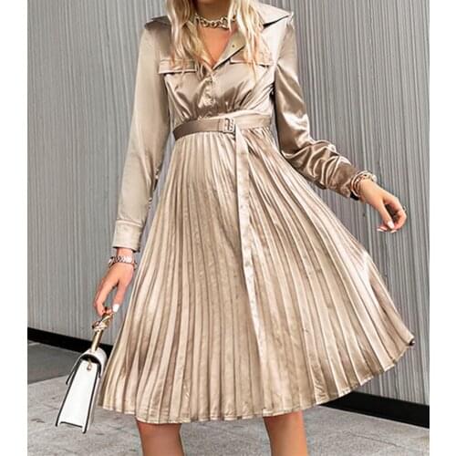 New Designer Women Dress Long Sleeve V Neck Pleated Dress Female Casual Sexy Slim Long Runway Dresses High Street