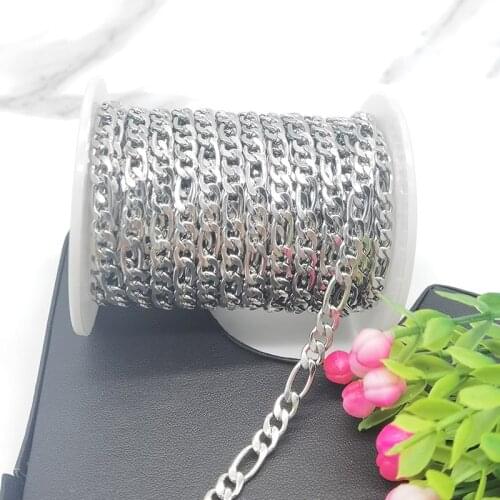 1 Meter Width 3mm 3.8mm 5mm 7mm Cuban NK 3:1 Chains Stainless Steel Figaro Mill Chain for DIY Handmade Necklace Bracelet Making