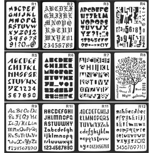 12pcs New 26 Letters Plastic Stencil Alphabet Stencils Set Painting Learning DIY Decoration Technology Stamping